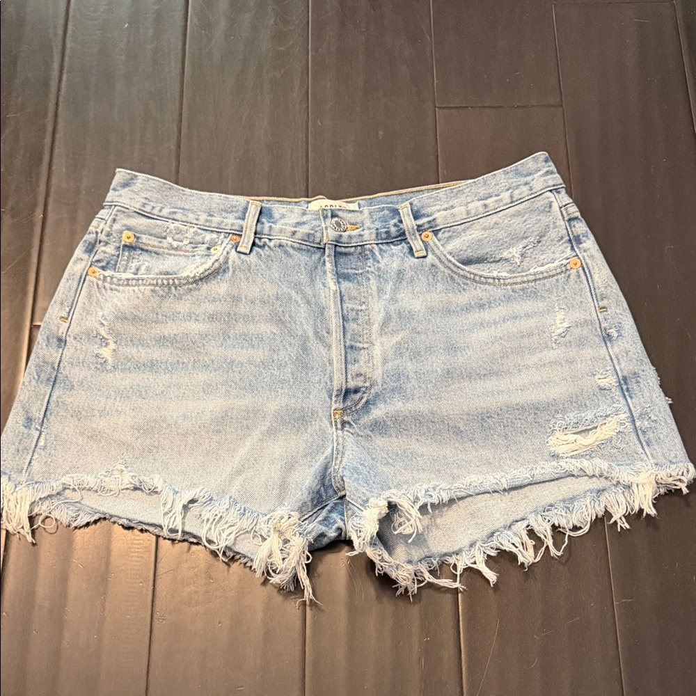 Agolde Distressed Light Blue Shorts